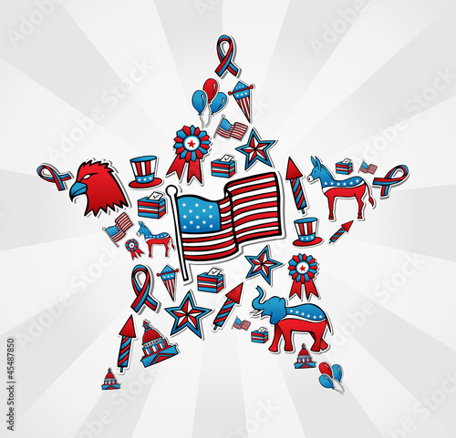 USA elections icon set in star