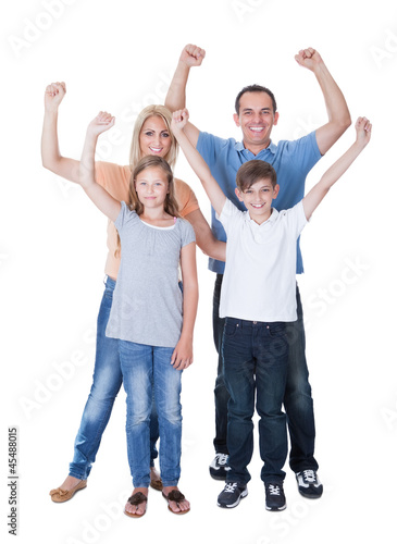 Portrait Of Happy Family On White Background