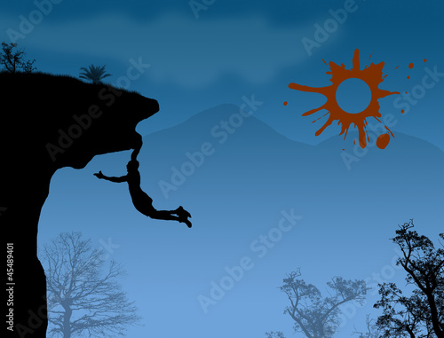 Man climbs the mountain