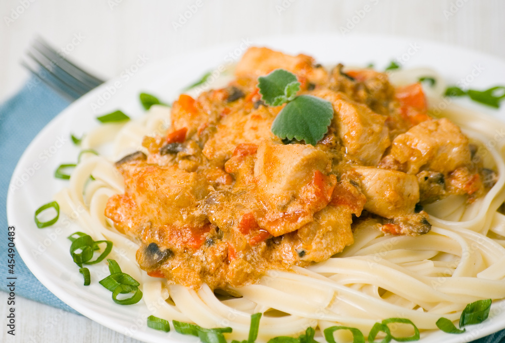 chicken breast with vegetables and mushrooms in a creamy sauce chicken breast with vegetables and mushrooms in a creamy sauce