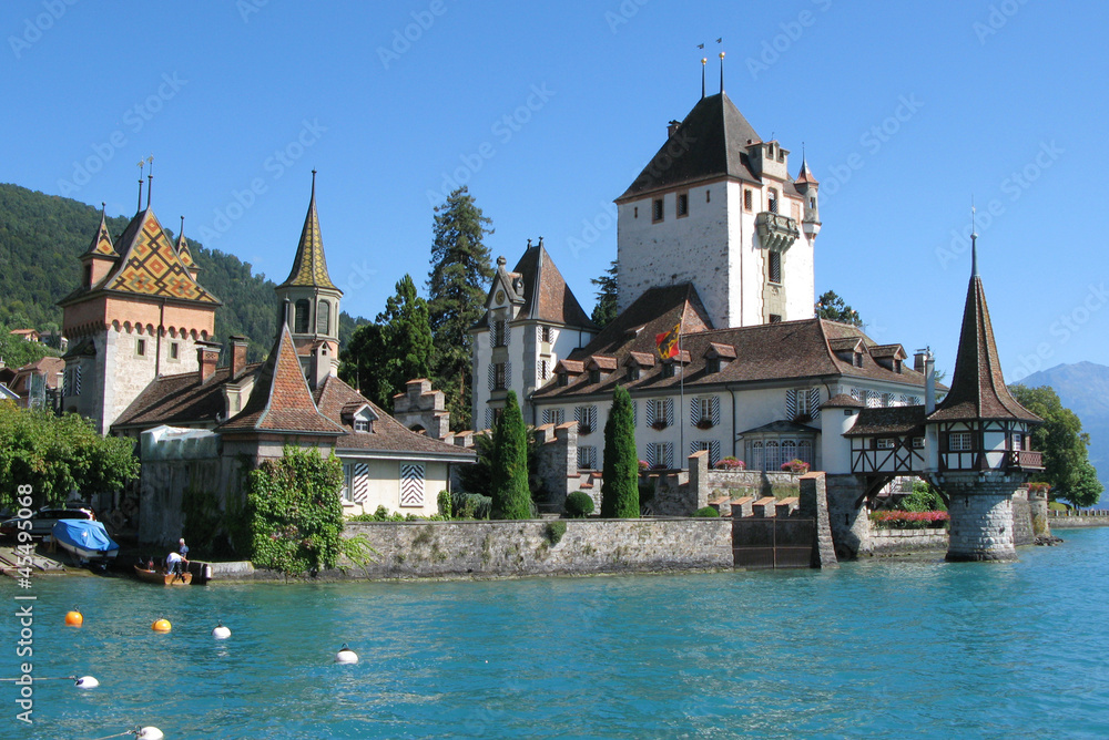 Fototapeta premium Oberhofen castle at the lake Thun, Switzerland ..
