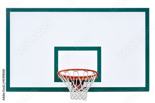 Basketball hoop cage, isolated large backboard closeup, new