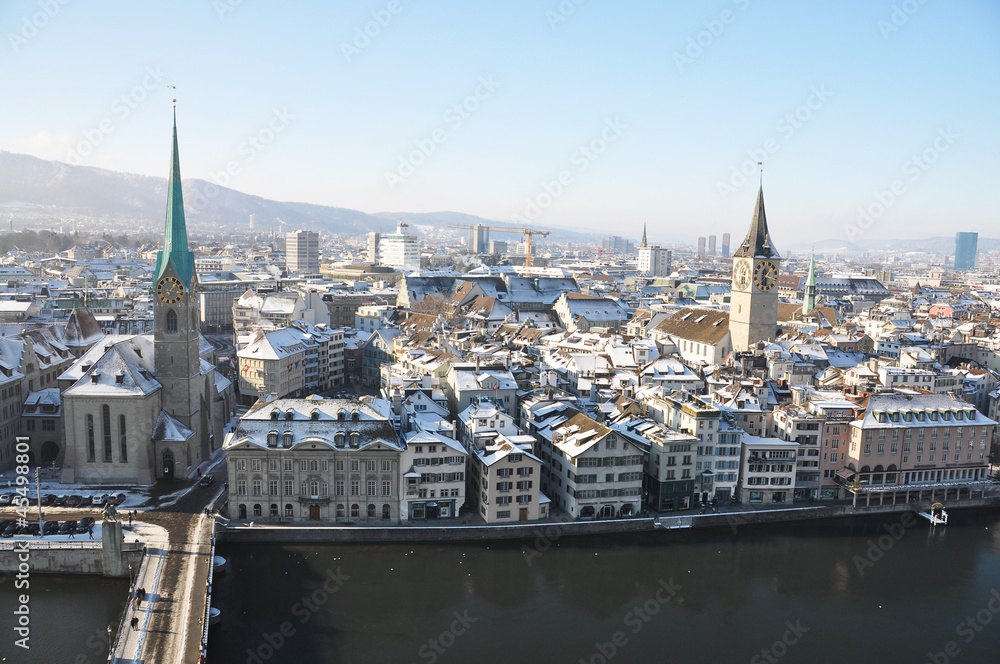 Obraz premium Winter view of Zurich