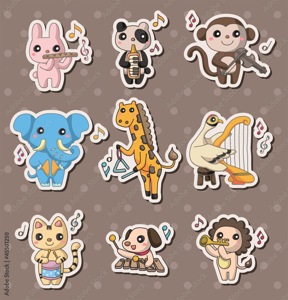 Fototapeta premium animal play music stickers