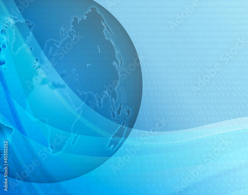 Blue background with globe