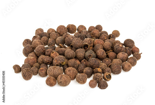 Pile of pepper seeds isolated on white background