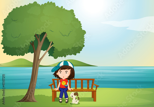 girl and dog