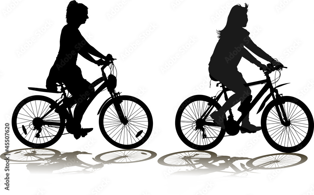 Fototapeta premium Set of Silhouettes of the cyclist
