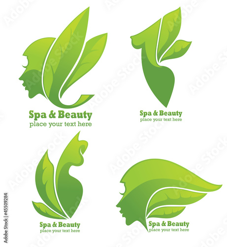 collection of spa and beauty symbols and signs