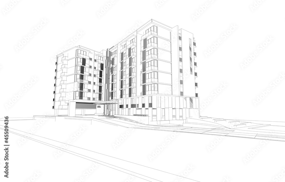 Fototapeta premium Wireframe of building