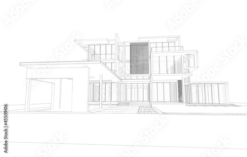 Wireframe of modern house building