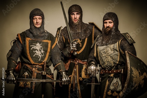 Obraz na plátně Three medieval knights