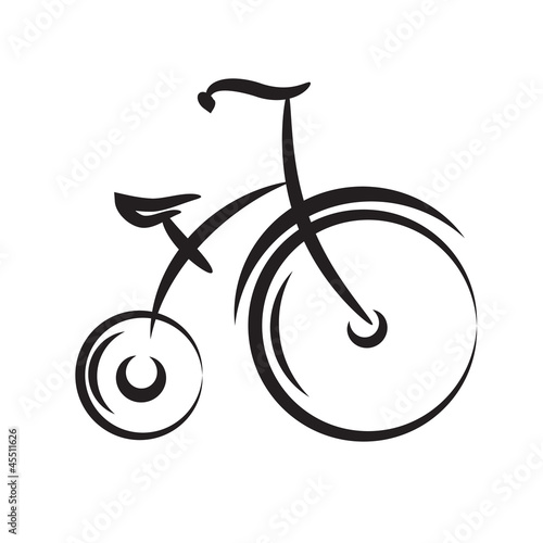 Antique highwheel bike. black and white vector