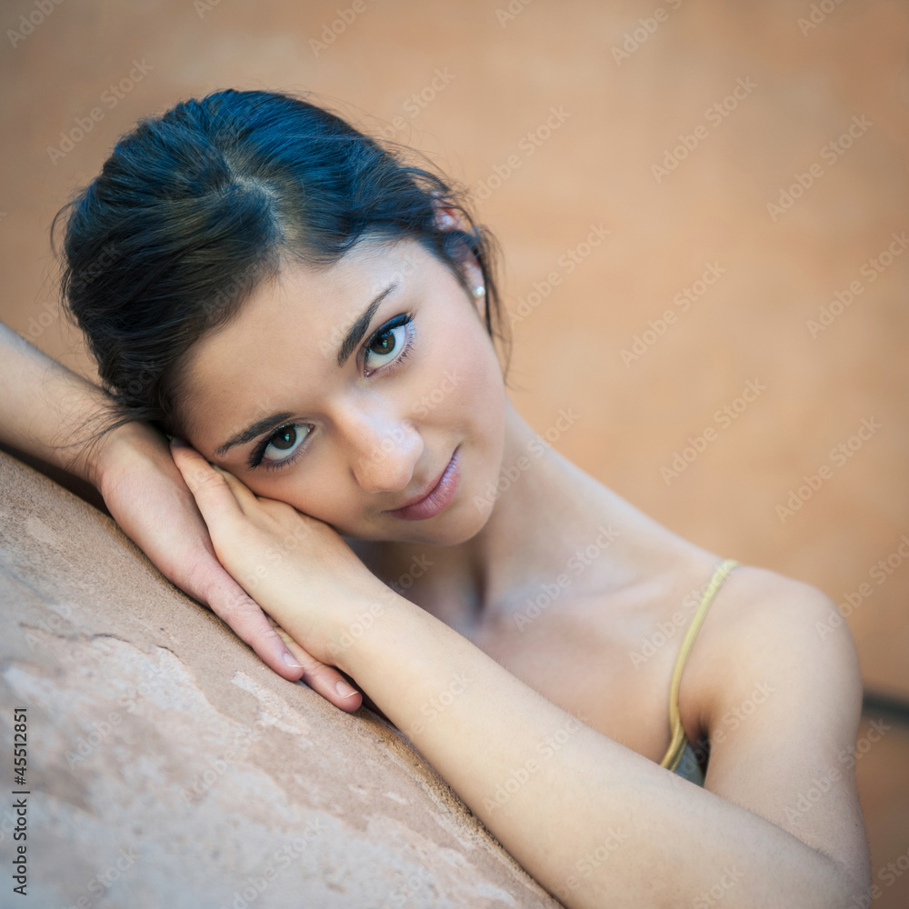 Naklejka premium Sweet beautiful dancer girl portrait.