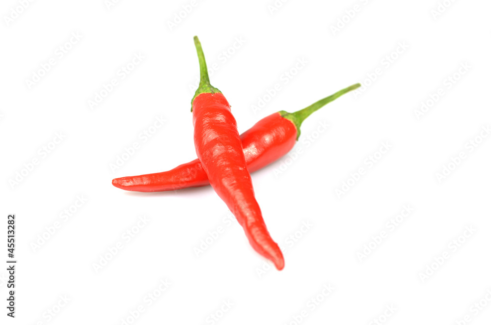red chili peppers isolated on a white background