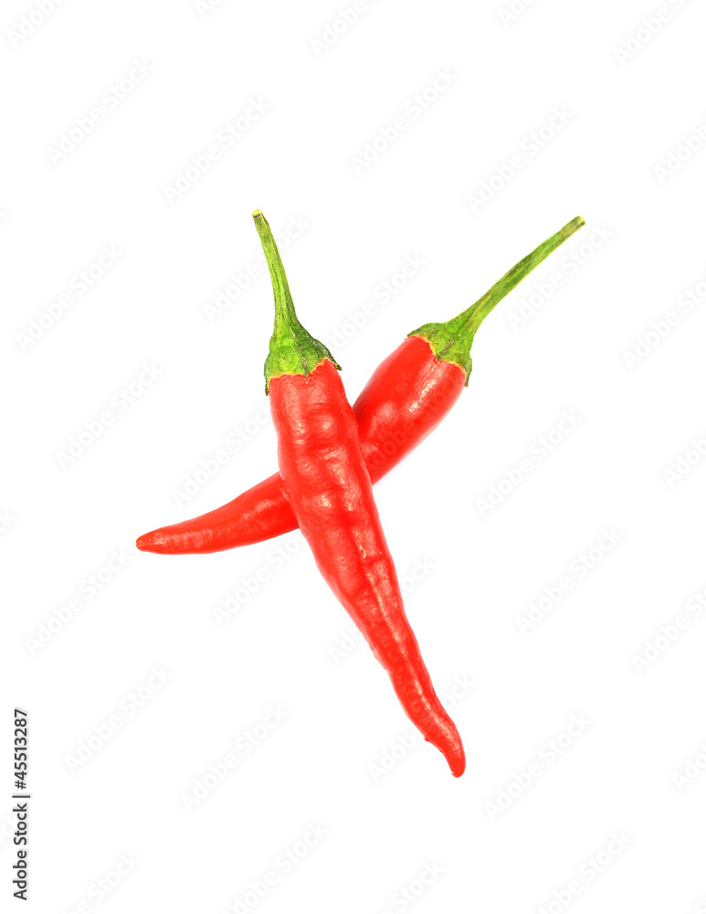 red hot chili peppers isolated on a white background