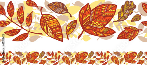 Horizontal seamless background with autumn leaves