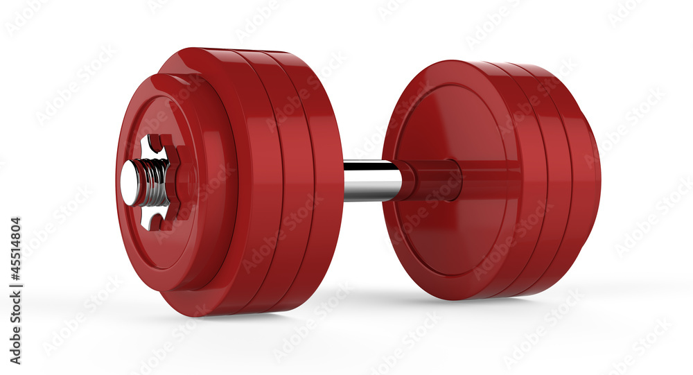 3d illustration of red dumbbell over white background 3d illustration of red dumbbell over white background