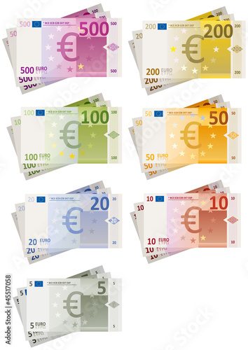 Euro Bills Set