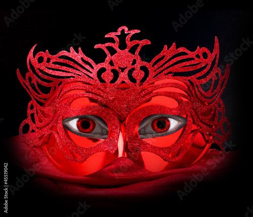 Paper mask with red eye - Halloween theme.