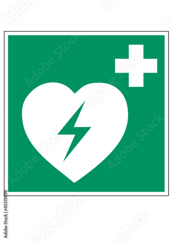 Rettungsschild externer Defibrillator