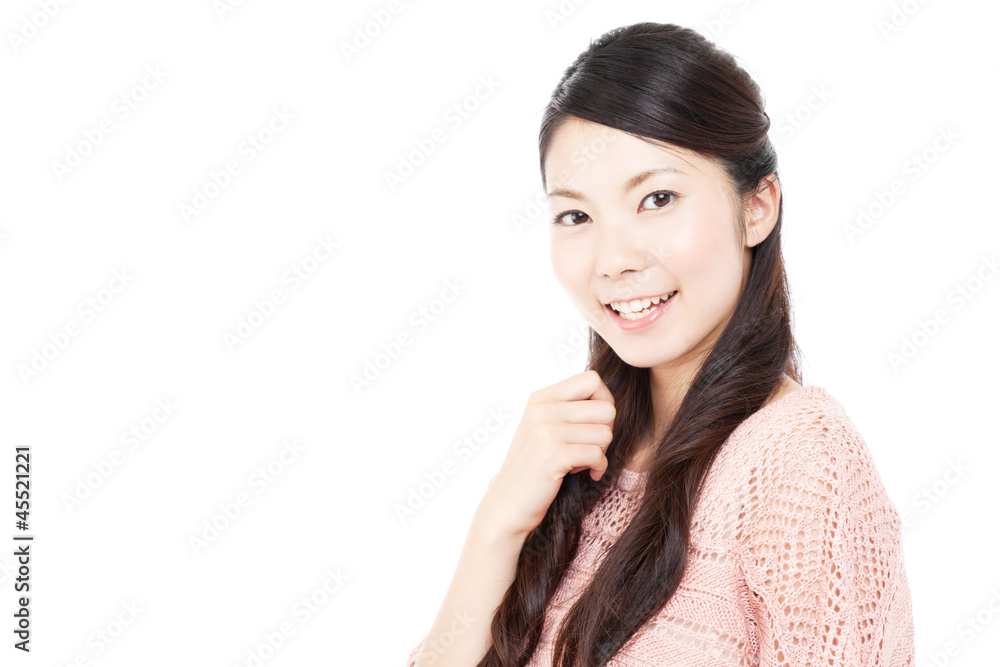 Beautiful young woman on white background. Portrait of asian. Beautiful young woman on white background. Portrait of asian.
