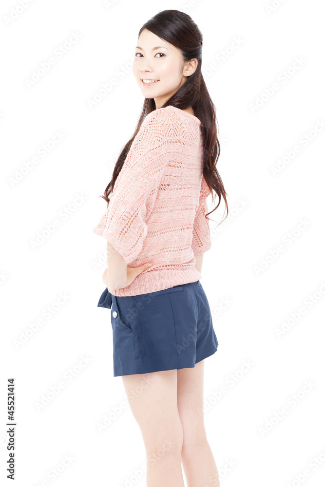 Beautiful young woman on white background. Portrait of asian. Beautiful young woman on white background. Portrait of asian.