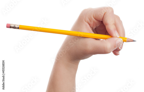 Woman hand holding a pencil