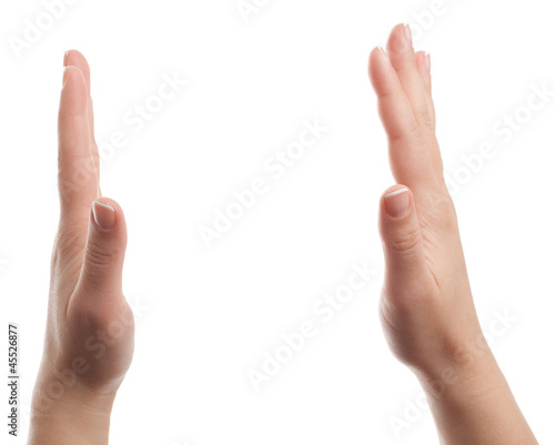 Hands showing distance