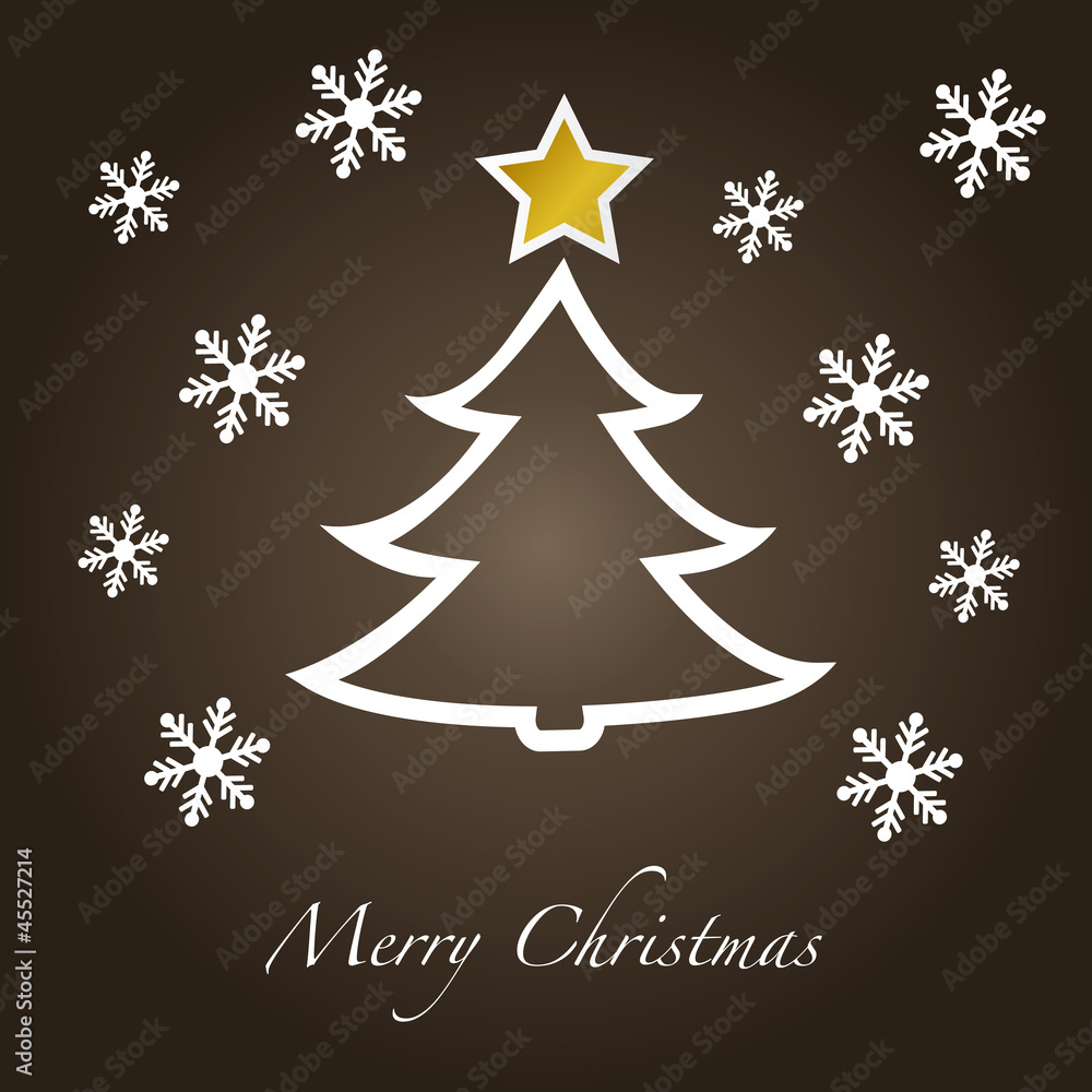 Cartolina auguri di Natale con stella e neve Cartolina auguri di Natale con stella e neve