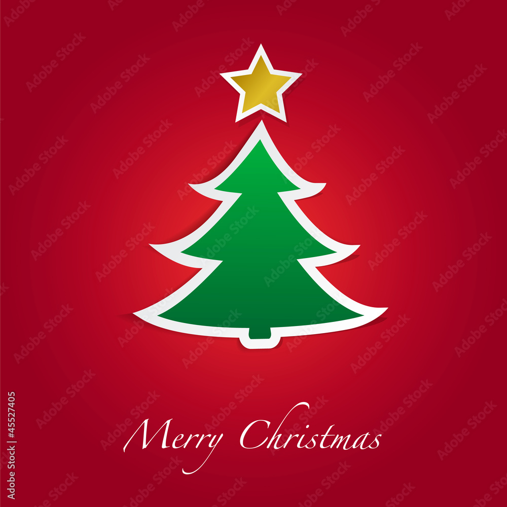 Christmas Tree with star on red background Christmas Tree with star on red background