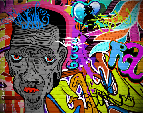 Fototapeta Graffiti ściany sztuki miejskiego tła. Projekt hip-hopu grunge