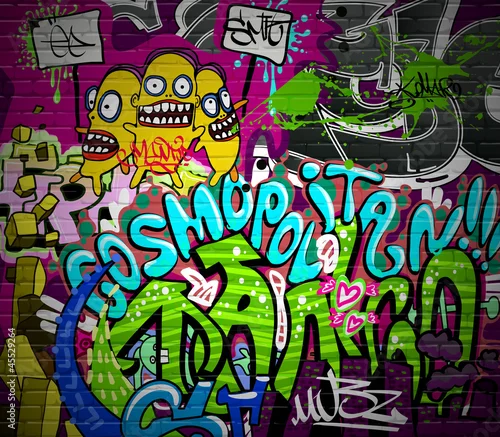 Fototapeta Graffiti ściany sztuki miejskiego tła. Projekt hip-hopu grunge