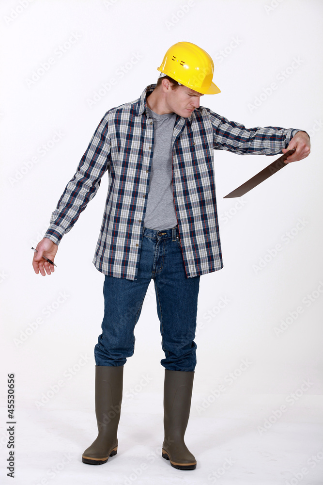Construction worker with a clipboard
