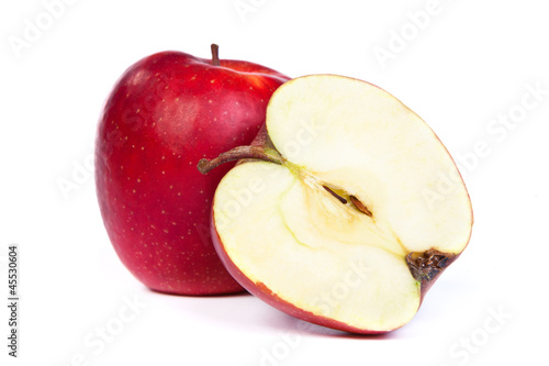 Cross section of red apple, showing pips, and core
