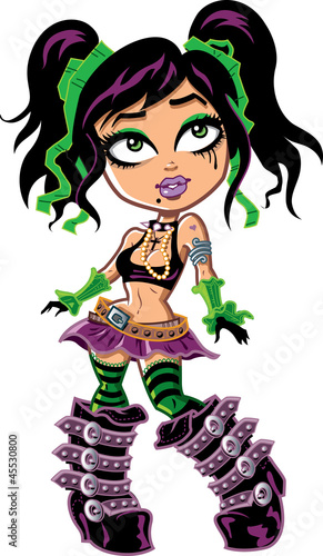 Cute Goth Girl With Leather Boots