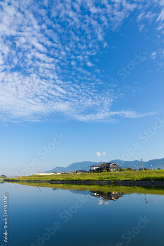 Autumn sky and the riverside