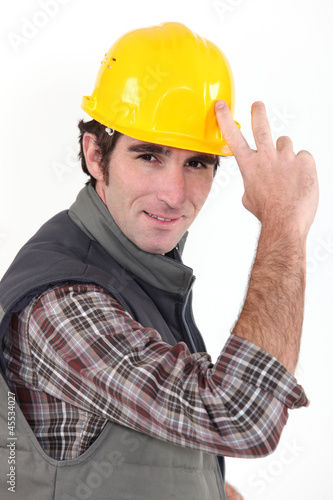 Builder tipping hat