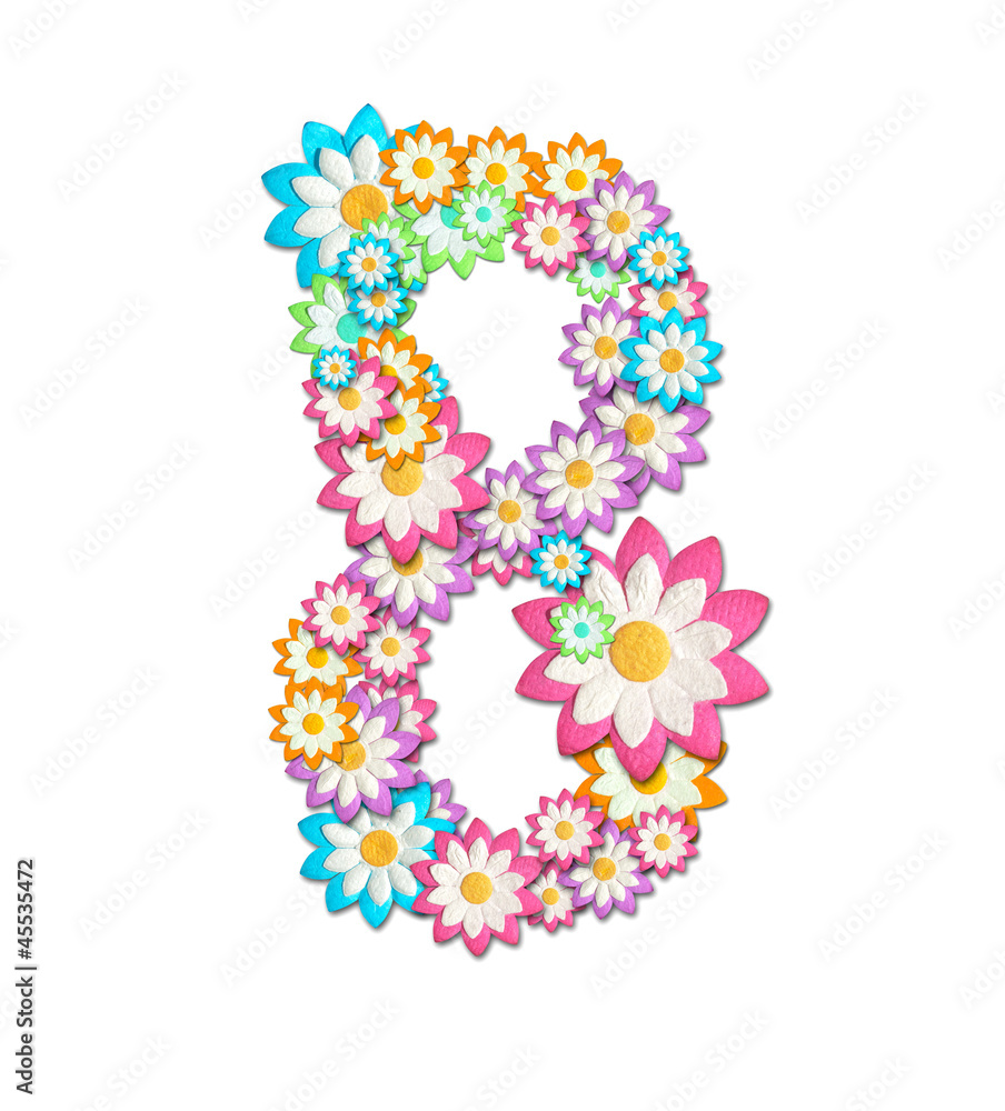Number 8 create from flower isolated on white background Number 8 create from flower isolated on white background
