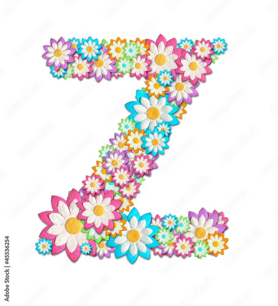 Flower Alphabet isolated on white background Flower Alphabet isolated on white background