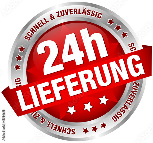 Button Banner "24h Lieferung" rot/silber