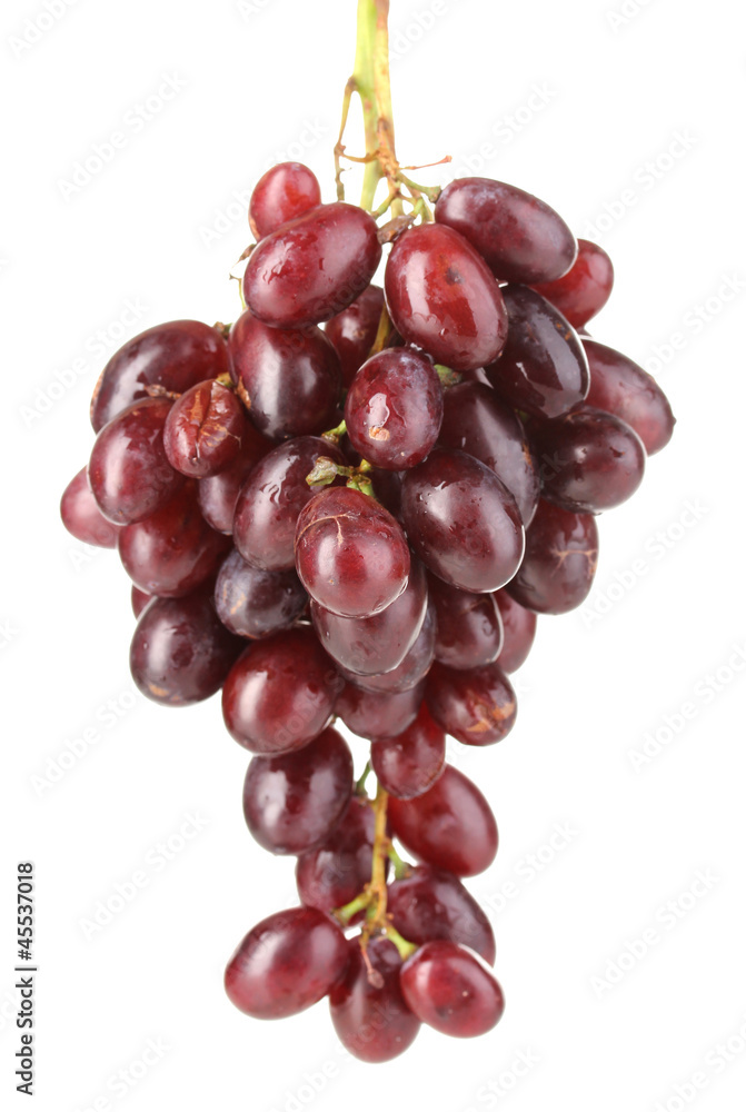 Fototapeta premium Delicious ripe bunch of grapes isolated on white