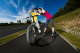 Active young people - rollerblading, cycling