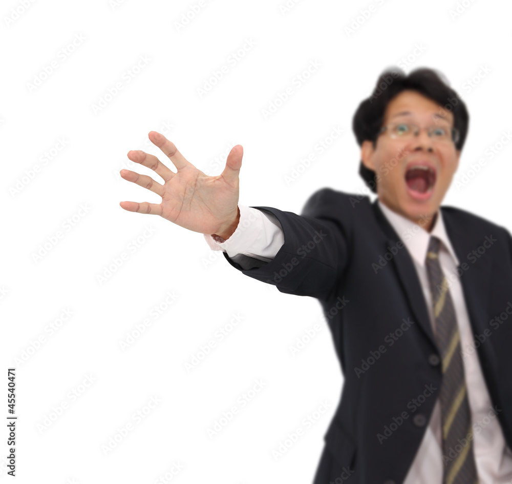 Wanring for stop from business man focus on hand. Wanring for stop from business man focus on hand.