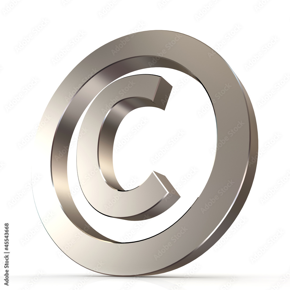 Shiny metal copyright sign Shiny metal copyright sign