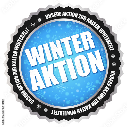 Button "Winter-Aktion" Blau/Schwarz/Silber