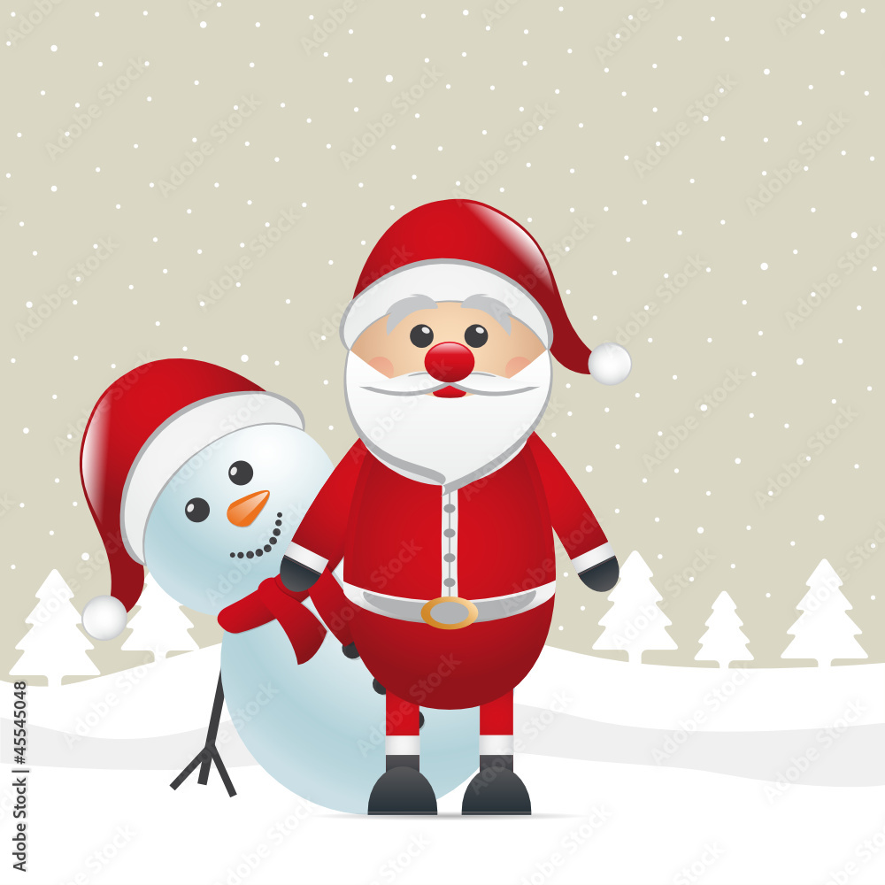 snowman behind santa snowman behind santa