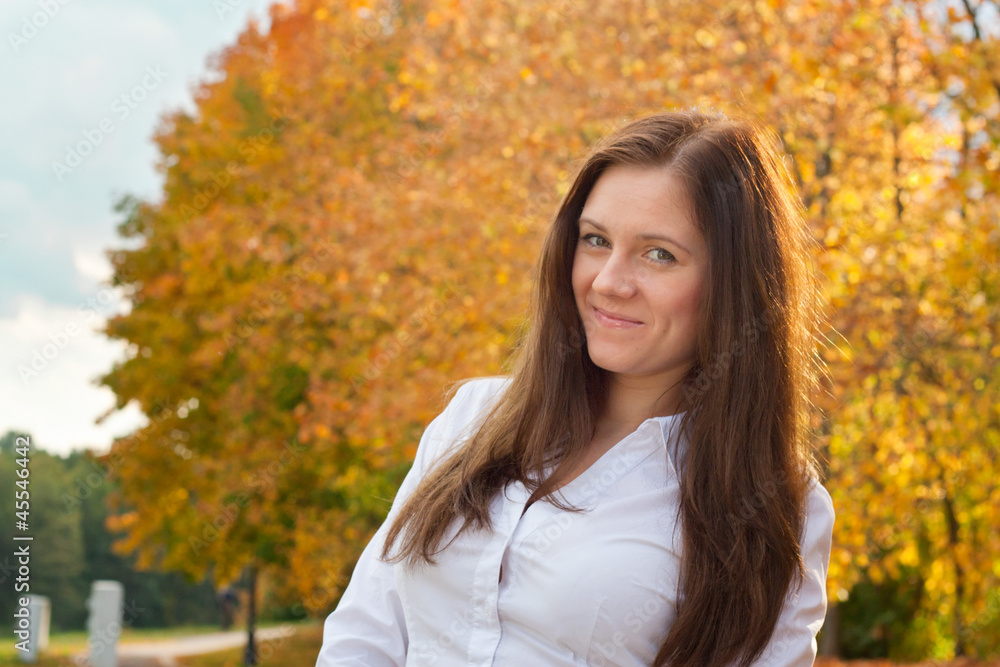 Beautiful girl in the Autumn fall Beautiful girl in the Autumn fall