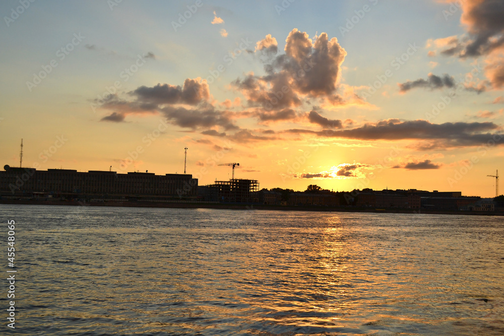 Neva river at sunset, St.Petersburg Neva river at sunset, St.Petersburg