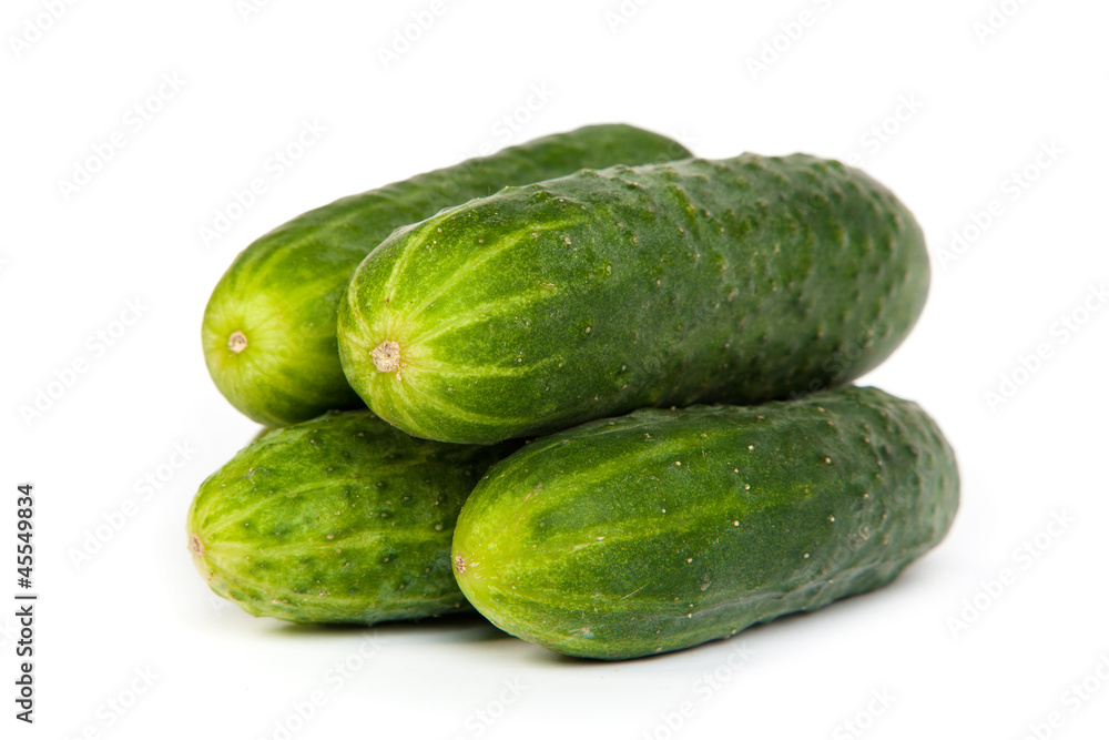 Five Fresh Cucumbers isolated on white Five Fresh Cucumbers isolated on white
